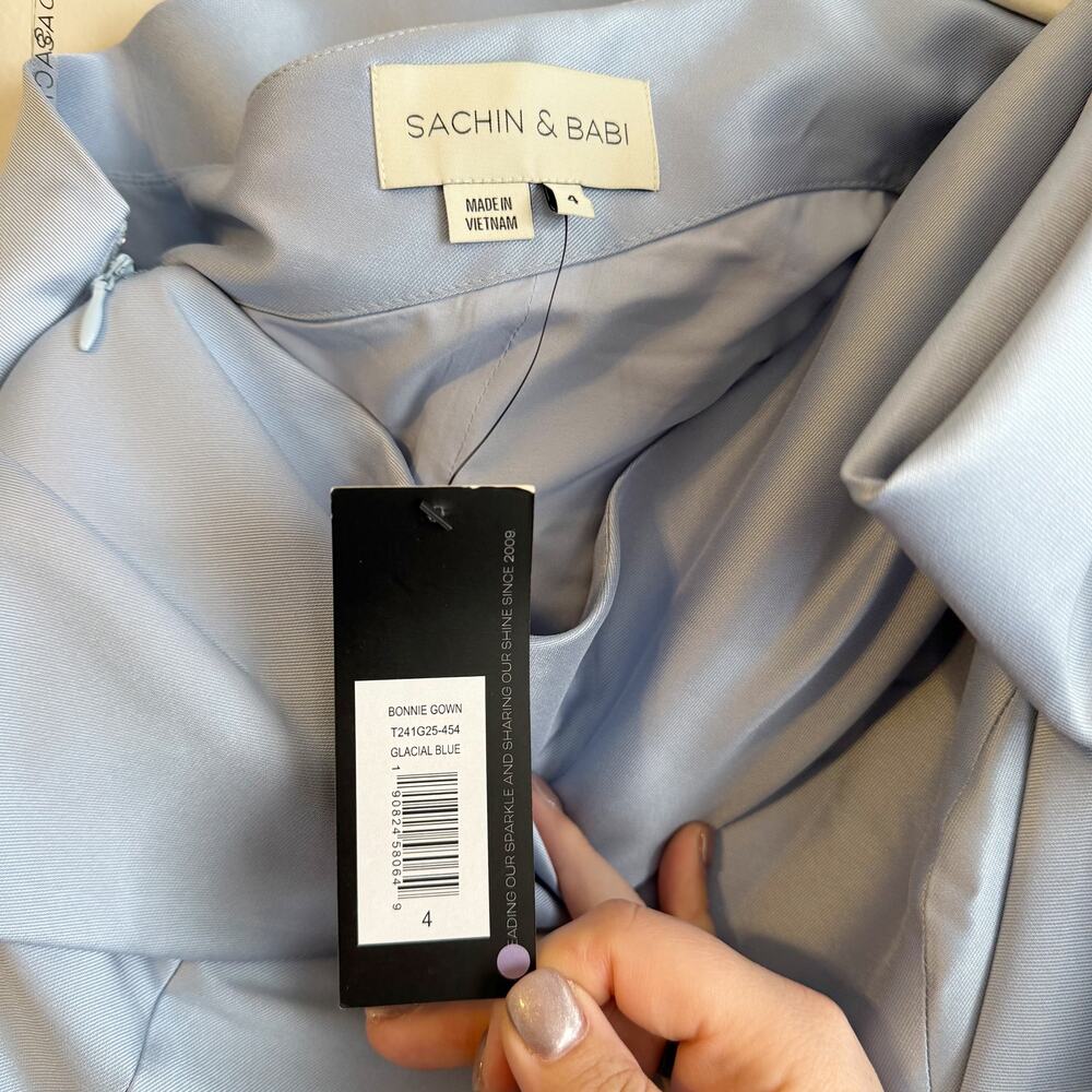 Sachin + Babi Bonnie Gown NWT Glacial Blue One Shoulder Black Tie Dress 4 - Picture 3 of 8